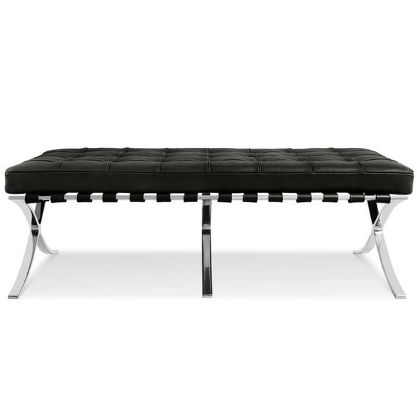 Czarna ławka Barcelon KH1501100289 tapicerowana włoską skórą design