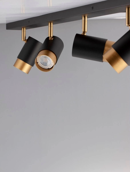 Lampa sufitowa Cayes listwa z reflektorkami czarna złota