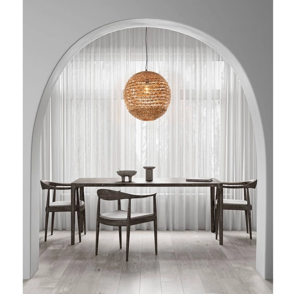 Okrągła lampa wisząca GUARDIA LE44576 ball kula naturalna czarna