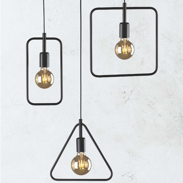 Prostokątna LAMPA wisząca Geo K-3830 Kaja metalowa OPRAWA ramka ZWIS frame czarna