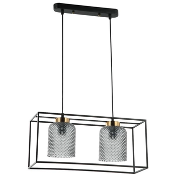 Loftowa LAMPA wisząca SINELLA PND-23231-2-BK+SG Italux prostokątny ZWIS klatka do przedpokoju czarna