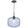 Szklana wisząca lampa Demarius DEM0123 do przedpokoju niebieska czarna