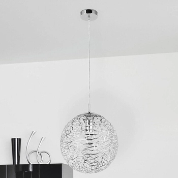 LAMPA wisząca ADRIA 6100 Rabalux metalowa OPRAWA ażurowy ZWIS kula ball wzorki ażurowa chrom