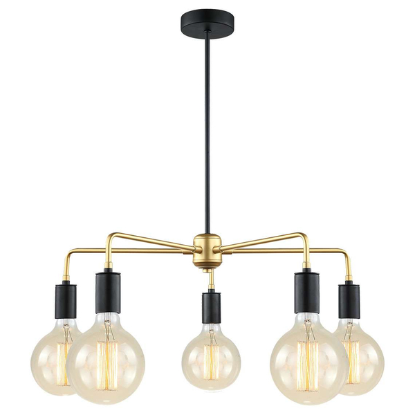 LAMPA wisząca MALENE MDM3386/5 BK+GD Italux metalowa OPRAWA pająk ZWIS żarówki bulbs loft złoty