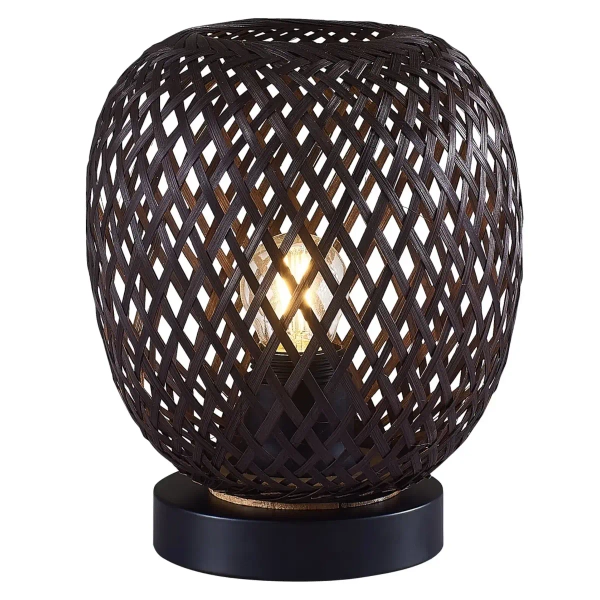 Bambusowa lampka stołowa Zanzibar 329226 na komodę boho czarna