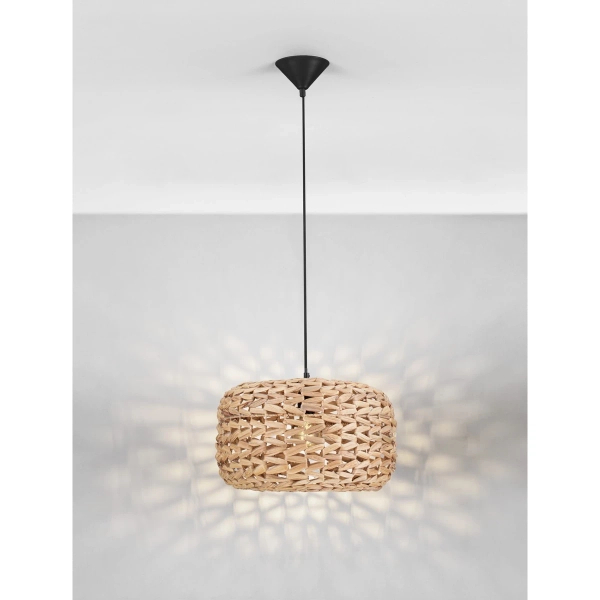 Owalna wisząca lampa NAVANTA LE45376 pleciona brązowa