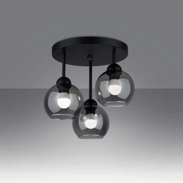 Potrójna lampa sufitowa ALINO SL.1140 kule przydymione czarne
