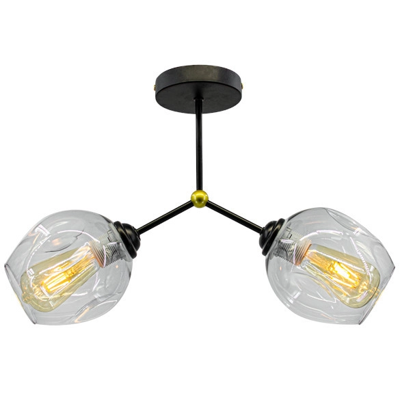 Loftowa LAMPA sufitowa Giro 1094/2 BLACK Elem szklana OPRAWA modernistyczna chemistry czarna przezroczysta