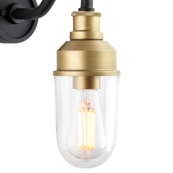 Kinkiet zewnętrzny tuba L&-195887 IP44 czarny złoty przezroczysty