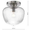 Szklana lampa sufitowa do jadalni Abrielle ABR5208 ryflowany nikiel