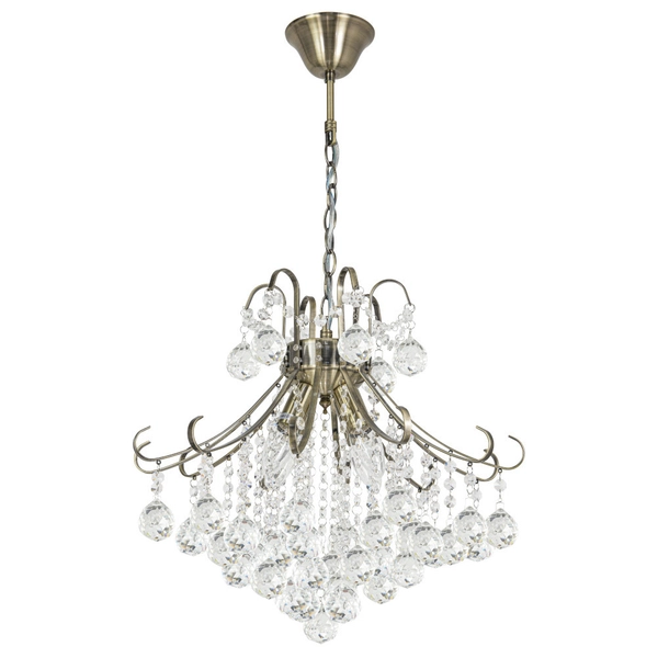 Żyrandol LAMPA wisząca 6245/4 21QG Elem glamour OPRAWA crystal ZWIS kryształki mosiądz