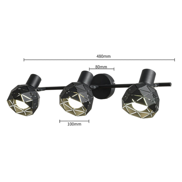 Regulowana LAMPA sufitowa REUS LP-8069/3WS BK Light Prestige metalowa OPRAWA geometryczny spot czarny