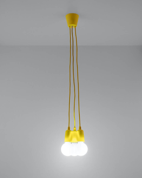 Industrialna LAMPA wisząca SL.0579 OPRAWKA pająk ZWIS przewody kable żółta