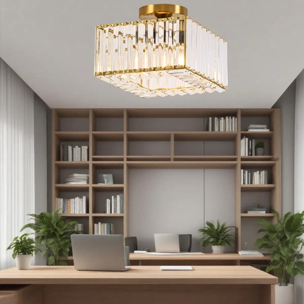 Kryształowy plafon natynkowy Vetro LP-2910/1C GD square kwadrat złoty