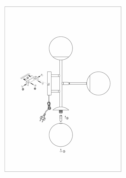 Regulowana lampa ścienna Trinity kule mosiądz przydymione