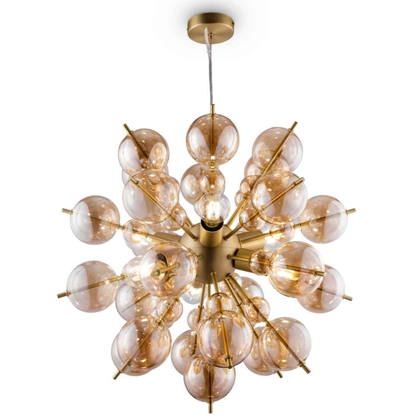 Modernistyczna LAMPA wisząca BOLLA MOD133PL-06BS Maytoni szklane kulki zwis bursztynowy mosiądz