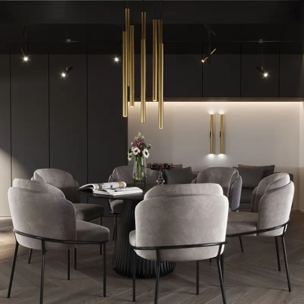Kaskadowa lampa wisząca AKADI 0134 metalowa tuby sople zwis czarny złoty