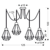 Wisząca lampa loftowa Primo 34-00309 Candellux druciaki czarne złote