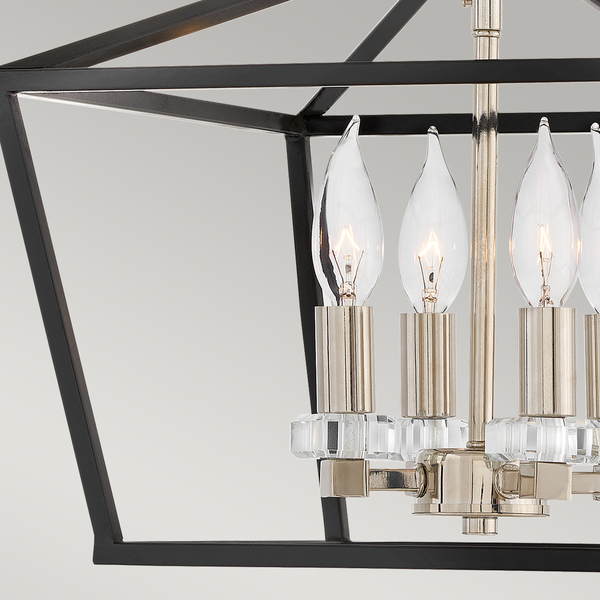 Pałacowa lampa wisząca QN-STINSON-4P-M-BK czarna nikiel