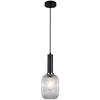 LAMPA wisząca ANTIOLA PND-5588-1M-BK+CL Italux szklana OPRAWA plisowany ZWIS loftowy czarny przezroczysty