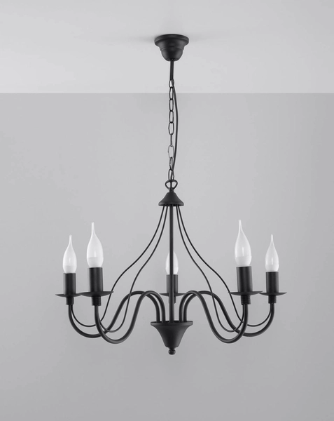 Żyrandol LAMPA wisząca SL.0218 metalowa OPRAWA świecznikowa ZWIS na łańcuchu maria teresa czarny