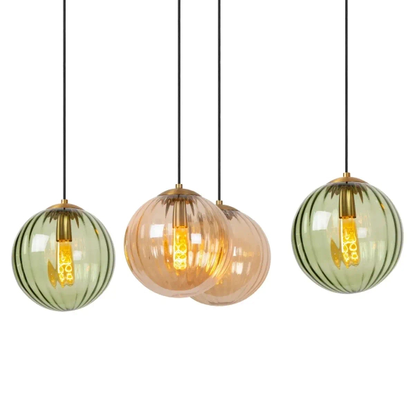 Szklana lampa wisząca MONSARAZ 45493/04/33 Lucide zielony bursztynowy