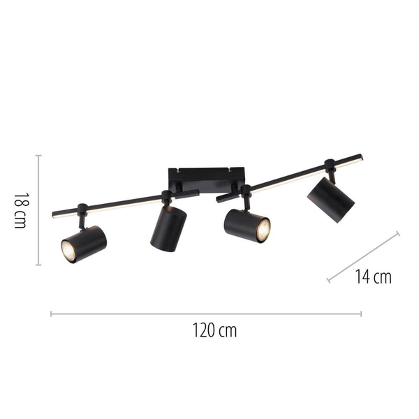 Nowoczesna lampa sufitowa Barik ruchome tuby czarne