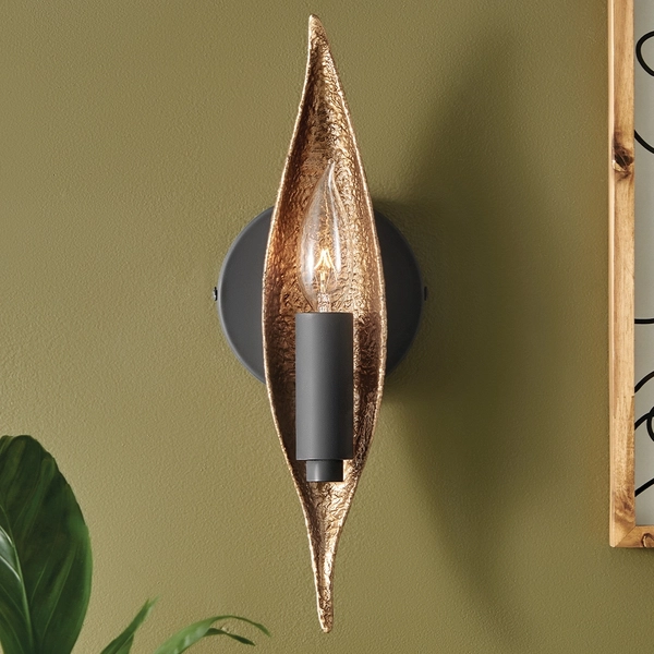 Dekoracyjny kinkiet QN-WILLOW1-CBK liść złoty czarny