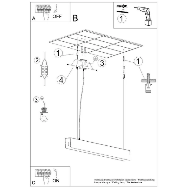 Lampa zwis nad wyspę Spark SL.1396 prostokątna do jadalni złota