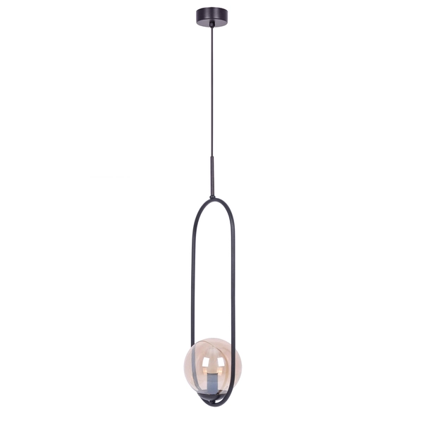 Salonowa lampa wisząca Venta K-5120 Kaja szklana kula bursztynowa czarna