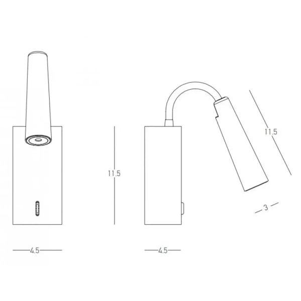 Biurowa lampka ścienna H72 LED 3W 3000K do czytania na peszlu czarny
