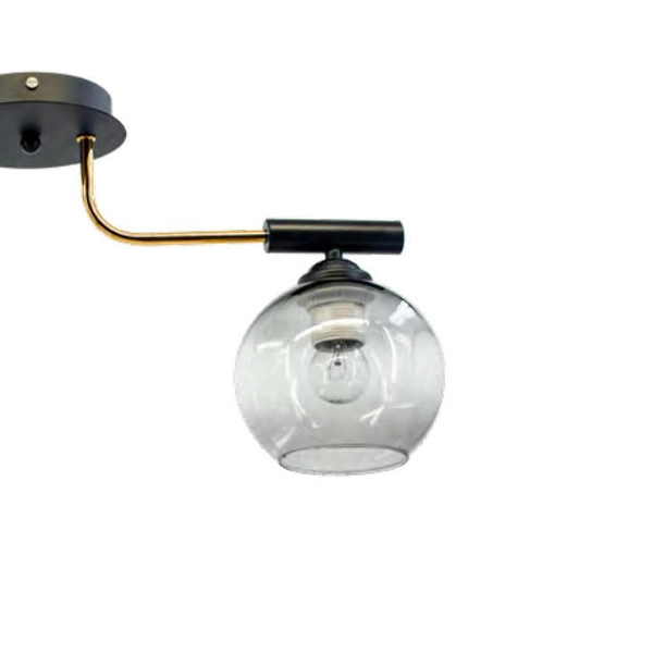 Loftowa LAMPA sufitowa 2207/2 BL TR Elem metalowa OPRAWA szklane kule czarne złote