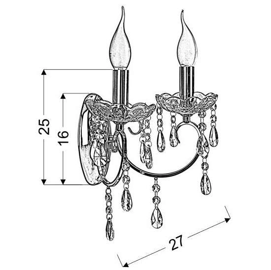 Ścienny kinkiet AURORA 22-73723 świecznikowa crystal czarna przezroczysta