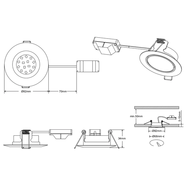 Podtynkowe oczko sufitowe Rila 650310131 LED 5W wpust do zabudowy biały