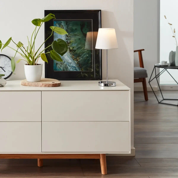 Stołowa lampka nocna Kasha 94874/05 dotykowa chrom biała