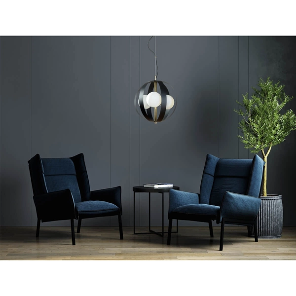 Wisząca lampa do salonu Nela 1137 Zumaline kulista metal szkło czarny złoty