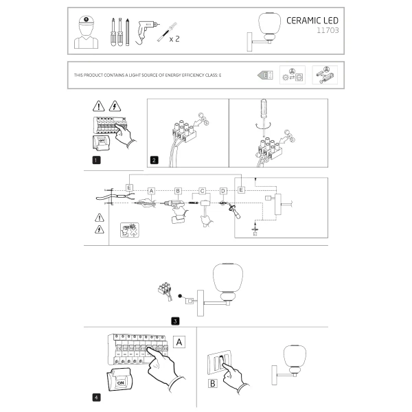 Ścienny kinkiet CERAMIC 11703 LED 8W 3000K ceramiczny biały szary
