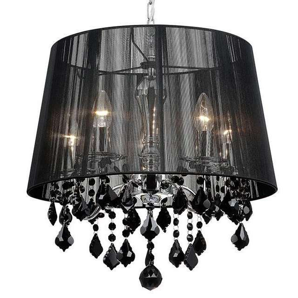 LAMPA wisząca CORNELIA MDM-2572/5 BK Italux abażurowa OPRAWA z kryształkami ZWIS glamour organza mgiełka crystal czarna
