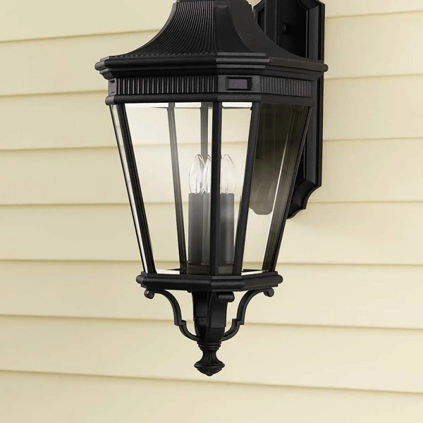 Zewnętrzna LAMPA ścienna Cotswold FE-COTSLN2-L-BK Elstead FEISS ogrodowa OPRAWA elewacyjna outdoor IP44 czarna przezroczysta