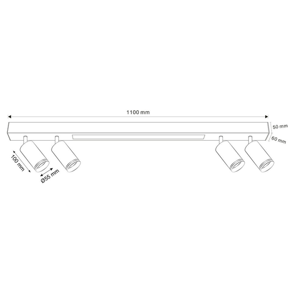 Regulowana lampa sufitowa Paris 327406 tubki czarne