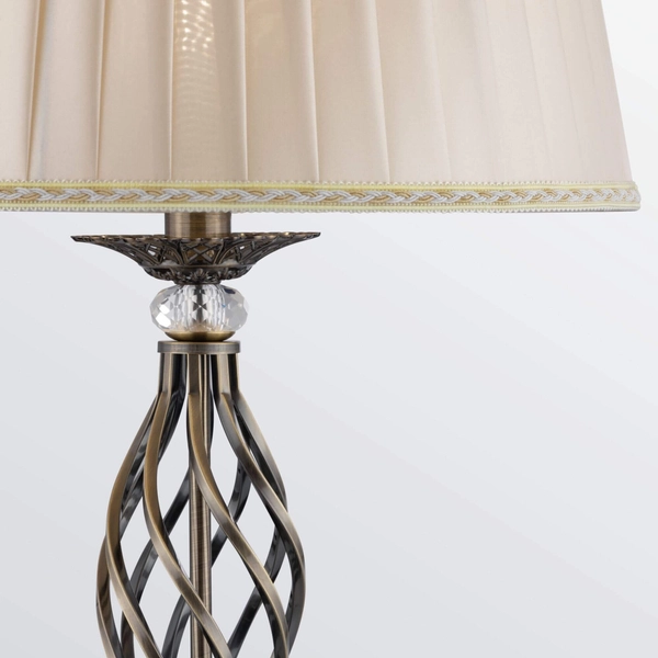 Abażurowa LAMPA stojąca GRACE RC247-FL-01-R Maytoni plisowana OPRAWA podłogowa z włącznikiem organza złota biała