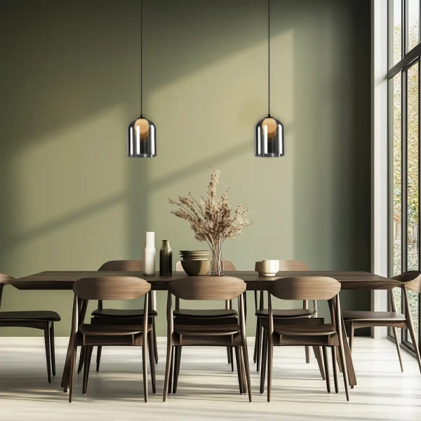 Szklana wisząca lampa Klea 31-38340 szklana na korytarz grafitowa