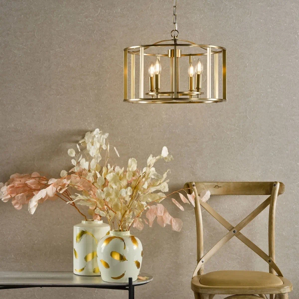 Lampa wisząca na łańcuchu Mya MYK0463 do salonu szczotkowany brąz