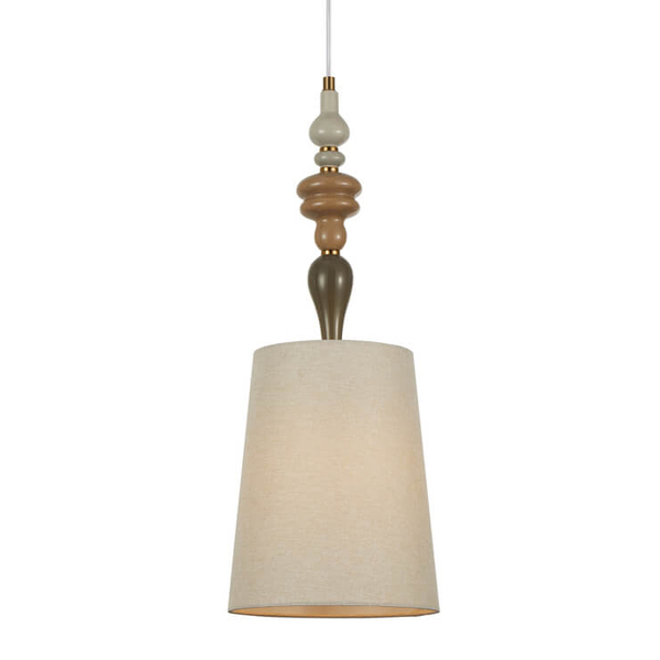 Lampa wisząca do sypialni Moren PND-84678C-AB abażur brązowy morelowy