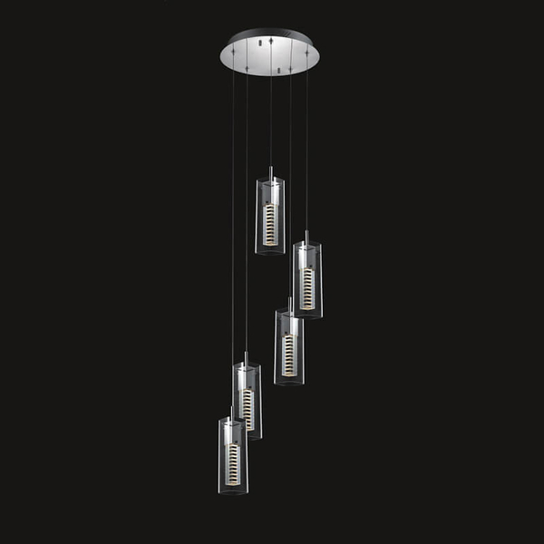 Metalowa lampa wisząca tuba Verizon MD109003-5B Italux kaskada chrom