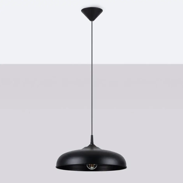Zwisająca lampa z kopułą Gina SL.1330 Sollux z regulacją loft czarna