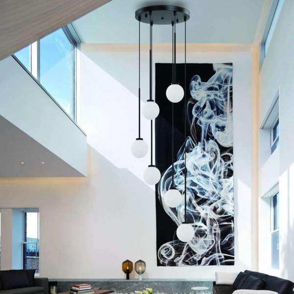 Wisząca LAMPA okrągła Ota I Orlicki Design loftowa OPRAWA szklana kula ZWIS ball biały czarny