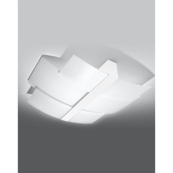 Sypialniana lampa sufitowa SL.1047 biała nad łóżko szklana