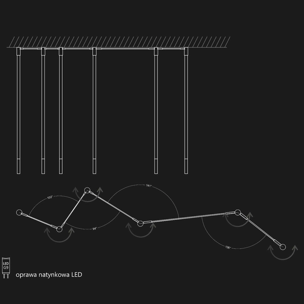 LAMPA sufitowa ALHA N 9402 Shilo metalowa OPRAWA downlight sople tuby białe