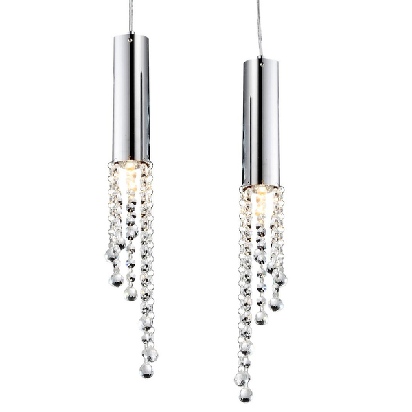 Wisząca lampa glamour DUERO 32-25265-Z tuby zwis z kryształkami chrom